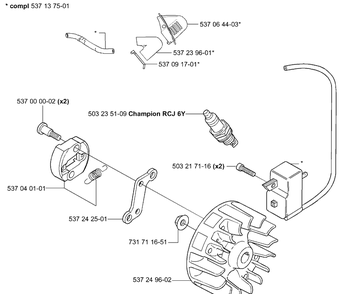 Ignition / Flywheel Diagram and Parts List for HA850 2004-01 Husqvarna Hedge Trimmer