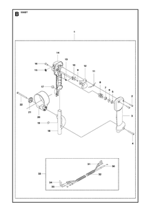 Handle And Controls Diagram and Parts List for 530BT 20123800001-Current Husqvarna Leaf Blower / Vacuum