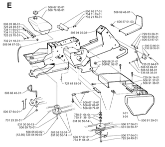 Chassis / Frame Diagram and Parts List for R970 1997-03 Husqvarna Lawn Tractor