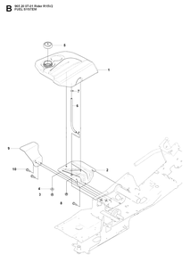 Fuel System Diagram and Parts List for R15-V2 (965200701)(2008-01) Husqvarna Lawn Tractor