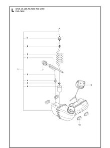 Fuel Tank Diagram and Parts List for 323RII (20120100001-Current)(2012-01) Husqvarna Brush Cutter
