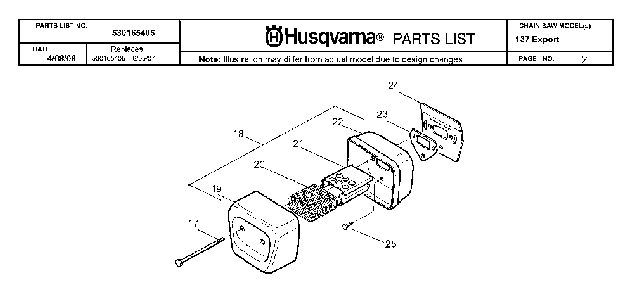 Muffler Diagram and Parts List for 137 20082200001 Husqvarna Chainsaw
