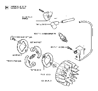 Ignition System And Clutch Diagram and Parts List for 323P4 20062700001 Husqvarna Pole Saw