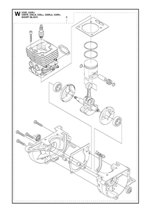 Short Block Diagram and Parts List for 335FR  Husqvarna Brush Cutter