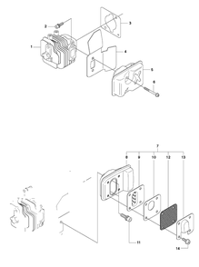 Muffler Diagram and Parts List for 123HD65X 20070900001-20100600000 Husqvarna Hedge Trimmer