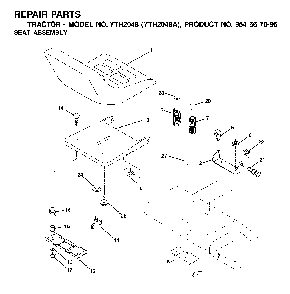 Seat Diagram and Parts List for YTH2048A (954567086)(2001-02) Husqvarna Lawn Tractor