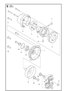 Clutch Diagram and Parts List for 143RII 20180500001-20200400000 Husqvarna Brush Cutter