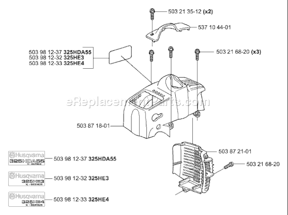 Page D Diagram and Parts List for 325HE4 2001-05 Husqvarna Trimmer