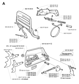 Chain Brake Diagram and Parts List for 362XP 19994500001-20014000000 Husqvarna Chainsaw