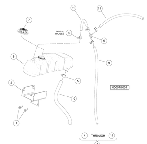Coolant Expansion Tank Diagram and Parts List for HUV4420G 2006-11 Husqvarna Lawn Tractor