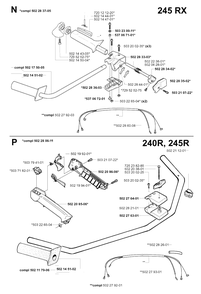 Handle And Controls Diagram and Parts List for 240 20010100001 & Above Husqvarna Trimmer