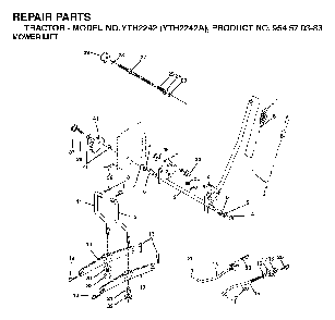 Mower Lift / Deck Lift Diagram and Parts List for YTH2242A (954570383)(2003-01) Husqvarna Lawn Tractor