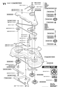 44 Inch/112cm Cutting Deck Diagram and Parts List for PR18AWD (953536601)(2005-03) Husqvarna Lawn Mower