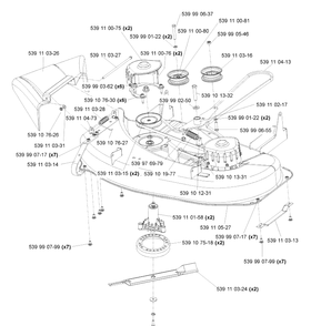 Deck Assembly 38 Inch Diagram and Parts List for Z3815 2004-11 Husqvarna Lawn Mower