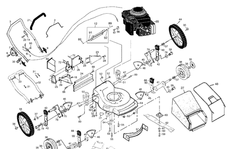 General Assembly Diagram and Parts List for 6022CHB (954222701)(2001-10) Husqvarna Lawn Mower