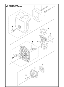 Carburetor And Air Filter Diagram and Parts List for 233RJ  Husqvarna Brush Cutter