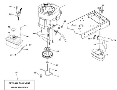 Engine Diagram and Parts List for YTH2042 (96043009201)(2010-02) Husqvarna Lawn Mower