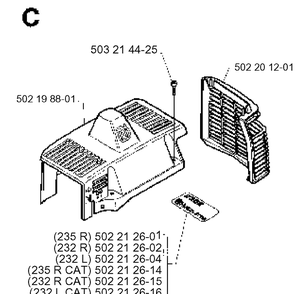 Cylinder Cover Diagram and Parts List for 232RCAT 19954500001-Current Husqvarna Brush Cutter