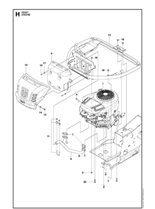 Engine Diagram and Parts List for R220T (966785701)(2017) Husqvarna Lawn Mower