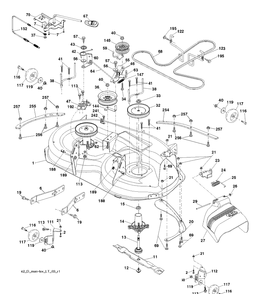 Mower Deck / Cutting Deck Diagram and Parts List for YTH18K42 (96043025000)(2017-09) Husqvarna Lawn Tractor