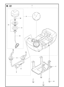 Fuel Tank Diagram and Parts List for 143RII 20090100001-20143600000 Husqvarna Brush Cutter