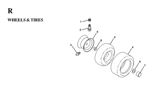 Wheels And Tires Diagram and Parts List for LT130 (954820081-D)(1997-03) Husqvarna Lawn Tractor