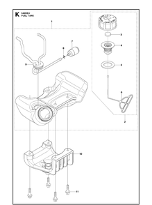 Fuel Tank Diagram and Parts List for 543RBX 20130500001-20182200000 Husqvarna Brush Cutter