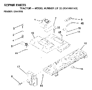Chassis And Enclosures Diagram and Parts List for LR122 (954140014B)(1999-03) Husqvarna Lawn Tractor
