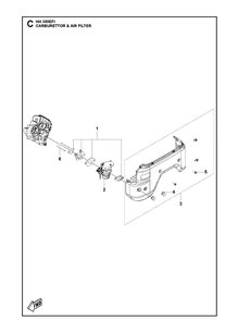 Carburettor And Air Filter Diagram and Parts List for 598610401 2021-07 Husqvarna Engine