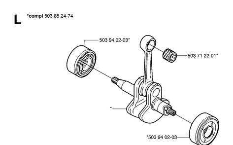 Crankshaft Diagram and Parts List for 323P 20062700001-Current Husqvarna Pole Saw