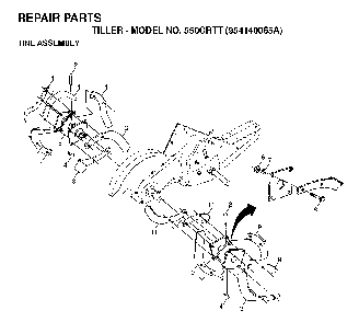 Tine Assembly Diagram and Parts List for 550CRTT (954140065A)(1998-02) Husqvarna Tiller