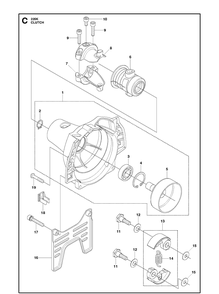 Clutch Diagram and Parts List for 226K  Husqvarna Brush Cutter