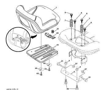 Seat Diagram and Parts List for TS142 (96041043000)(2019-04) Husqvarna Lawn Tractor