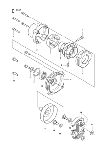 Clutch Diagram and Parts List for 143RII 20082200001-20090100000 Husqvarna Brush Cutter