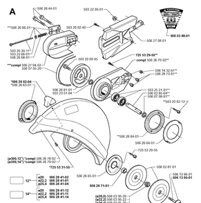 Cutting Arm And Blade Guard Diagram and Parts List for 371K 1999-04 Husqvarna Lawn Tractor Accessories