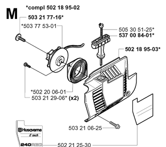 Starter Diagram and Parts List for 240RBD 20004000001-Current Husqvarna Brush Cutter