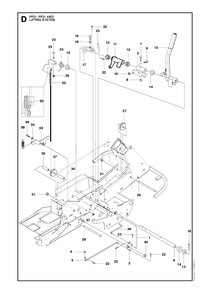 Mower Lift / Deck Lift Diagram and Parts List for PF21AWD (965192501)(2011-03) Husqvarna Lawn Tractor