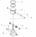 Piston  Crankshaft Diagram and Parts List for 180BF 2008-10 Husqvarna Leaf Blower / Vacuum