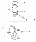 Piston  Crankshaft Diagram and Parts List for 180BT 2008-10 Husqvarna Leaf Blower / Vacuum