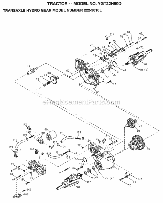 Steering Assembly Diagram and Parts List for YGT22H50D 1999 Husqvarna Lawn Tractor