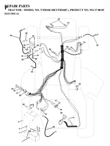 Electrical Diagram and Parts List for YTH160 (954170005-C)(1997-02) Husqvarna Lawn Tractor