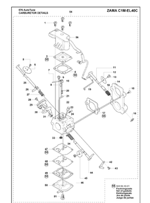 Carburetor Details Diagram and Parts List for 576XP 2010-03 Husqvarna Chainsaw