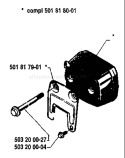 Page H Diagram and Parts List for 181 1983-12 Husqvarna Chainsaw