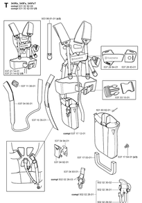 Harness Diagram and Parts List for 343F 20043100001-20064000000 Husqvarna Brush Cutter