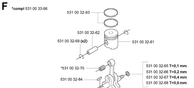 Piston And Crankshaft Diagram and Parts List for 141B 20041400001-Current Husqvarna Leaf Blower / Vacuum