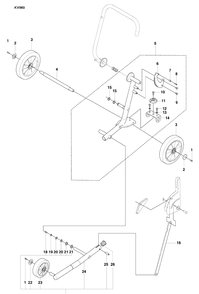 Wheels And Frame Tube Diagram and Parts List for KV960 2008-01 Husqvarna Lawn Tractor Accessories