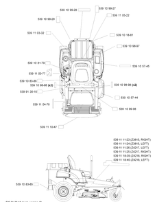 Decals Diagram and Parts List for Z4217 2004-11 Husqvarna Lawn Mower