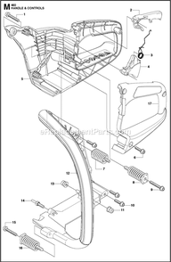 Handle And Controls Diagram and Parts List for 460RANCHER  Husqvarna Chainsaw