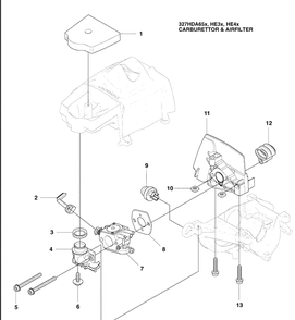 Carb And Airfilter Diagram and Parts List for 327HE4X-SERIES (966976501)(2009-04) Husqvarna Hedge Trimmer