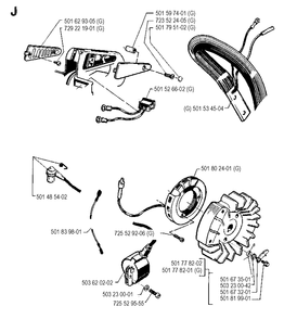 Electrical Diagram and Parts List for 268 19901800001-19910500000 Husqvarna Chainsaw